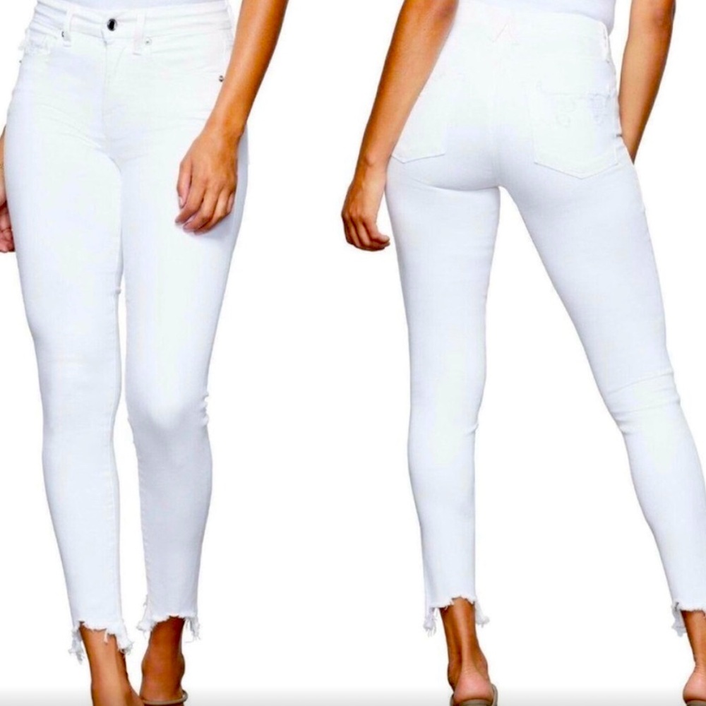 GOOD AMERICAN- Good Legs Crop Skinny Jeans - Frayed cut-off, White022